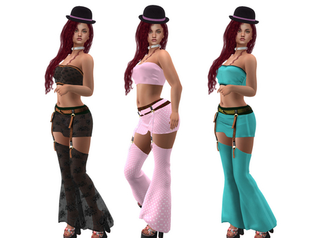 Second Life Marketplace - Sexy Outfit with Garter - Chaps - Skirt and Top